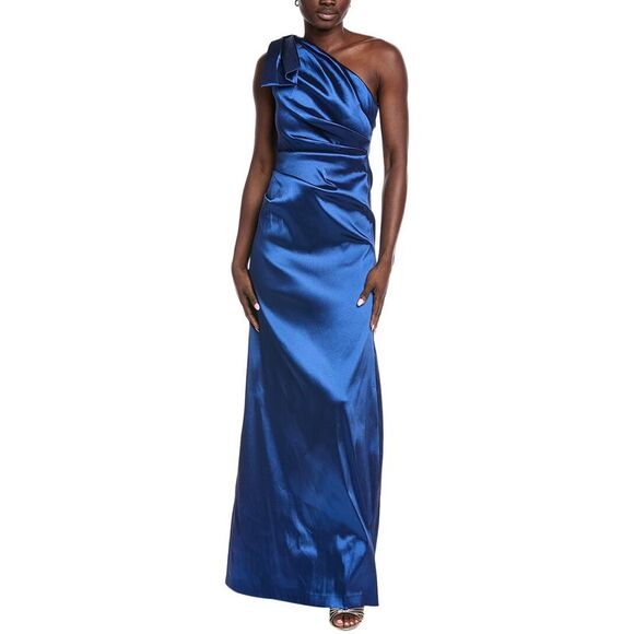 Teri Jon By Rickie Freeman WomensStretch Gazar Gown Blue